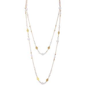 여성용 앤디브로 롱 골드 진주 목걸이, 트렌디한 다인티 레이어드 목걸이 스트랜드 체인 패션 주얼리 선물 스웨터 액세서리