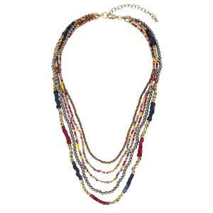 스펀키소울 컬러풀 보호 멀티스트랜드 비즈 목걸이 - 블랙, 골드, 레드, 청록색 레이어드 시드 비즈로 16~20인치, 3인치 익스텐션 체인으로 다양한 스타일 제공