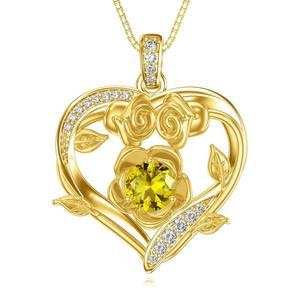 아내 딸 엄마를 위한 미다리 18K 골드 하트 탄생석 목걸이 로즈 펜던트 생일 주얼리 선물