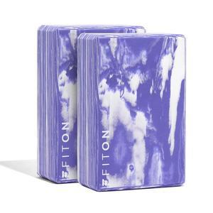 핏온 요가 블록 2팩 고밀도 EVA 세트 3단계 높이 가벼운 착용감으로 깊은 스트레칭 향상된 포즈 정렬 미끄럼 방지 운동 액세서리 9x6x3인치 퍼플 화이트