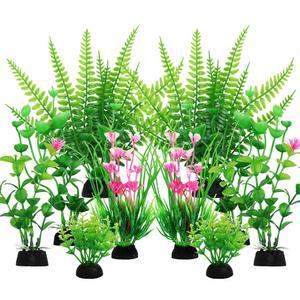 QUOZUO 수족관 장식 10개 어항 식물 녹색 액세서리 미니 수족관용 플라스틱