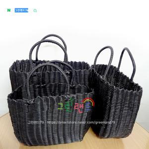 뉴 빨대바구니 수공  빨대가방 폴리스트롱 피크닉바구니 그린랜드가방