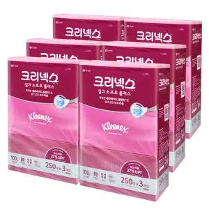 크리넥스 실크소프트 250매 3개입x6팩-1박스 /각티슈 미용티슈