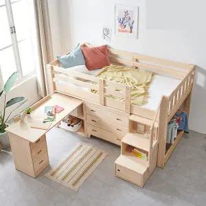 엘엔에스가구 UV코팅 소나무 원목 폴리 분리형 책상 아동 2층 벙커침대