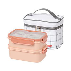 이지앤프리 밀프랩 퓨어박스 2단 도시락통 찬합세트(가방포함), 피치, 915ml