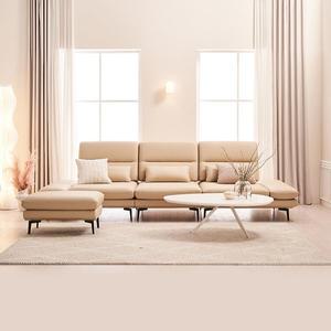 [다우닝]루카스 4인 스윙 전체 통가죽 소파+스툴