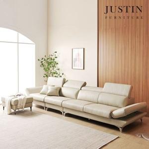 [NS홈쇼핑][저스틴퍼니처]아이비 천연면피 통가죽 6인 소파+스툴[34374518]