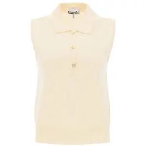 [가니]슬리브리스 캐시미어 폴로 셔츠 아이보리 69486986