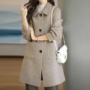 [하프클럽/]라엘 헤링본 하프 롱코트 blk002443