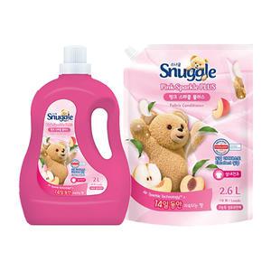 스너글 섬유유연제 핑크 스파클 플러스 용기, 2L, 1개 + 리필, 2.6L, 1개