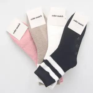 무압박 수면 양말 롱 미끄럼방지 임산부 덧신 긴 귀여운 양털 두꺼운 극세사 기모 국산