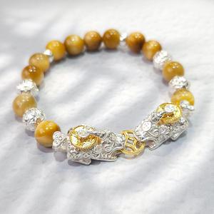 재물운 듬뿍 8mm 골드 호안석 비휴 팔찌