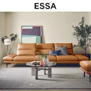 레미 컴팩트 4인 스윙기능 론도 소가죽 소파+스툴