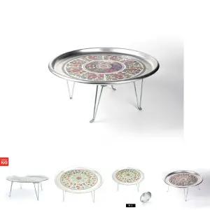 밥상 다과상 술상 찻상 옛날 양은 밥상 교자상 42CM/거실/접이식/테이블/가정용/미니/원형/시골