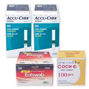 Accu-Chek 아큐첵 액티브 혈당검사지 100매+호환침 100개+알콜솜 100매