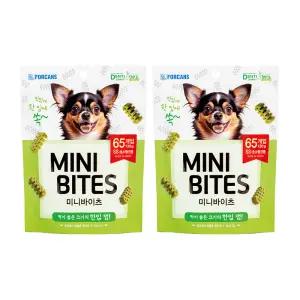 한입덴탈껌 미니바이츠 클로로필 SS 65개입 130g 포켄스 미니버전 덴티페어리 강아지 덴탈껌 개껌 2개 세트