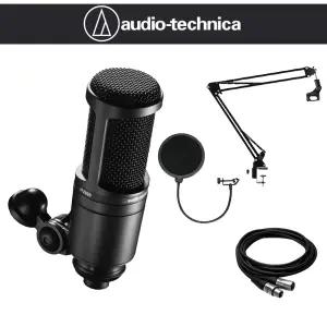 오디오테크니카 AT2020 보컬 녹음 방송용 콘덴서 마이크 관절스탠드 팝필터 케이블 AT-2020