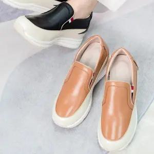 슈즈 가죽 키높이 밴드 여성여자 운동화 슬립온 스니커즈 7.5cm sms928