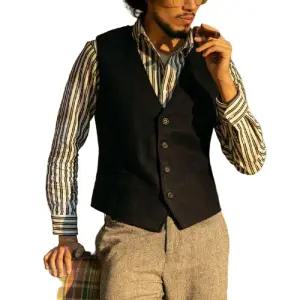 빈티지 남자 정장 조끼 베스트 이너 핸드메이드 모직 양복 단추
