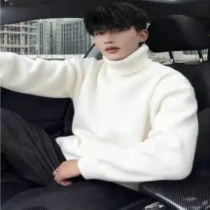 목티 폴라티 터틀넥 목폴라티 남자 남성 흰색 스웨터 겨울 스타일 플리스 안감과 두꺼운 안감 고급스러운