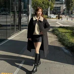 [빅사이즈]이블렛 빈티아 밍크 카라 스트링 롱 패딩 코트(4온스) 제이스타일