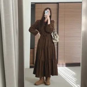 모언트 플라워 코듀로이 롱원피스