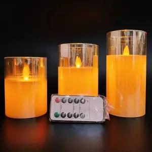 LED 전자초 감성캔들 유리캔들 3종세트 리모콘 포함