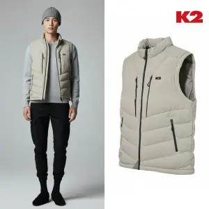 [백화점 출고] K2 조끼 패딩 남자 엣지 다운 베스트 그레이시 베이지 아웃도어 등산 캠핑