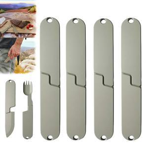 in 캠핑 식기 세트 재사용 가능한 휴대용 자석 분리형 나이프 스팍 커틀러 여행 하이킹 야생지용 경량 컴팩트 포켓 백패킹 포크 스푼 도구 PCS