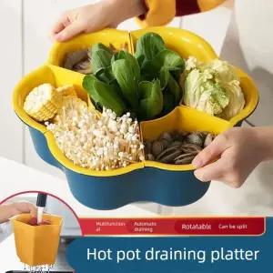 샤브샤브 재료 플레이트 꽃모양 전골 트레이 그릇 야채 쟁반 물빠짐 훠궈