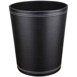 GORESE 퓨 가죽 쓰레기통, 2.6갤런 블랙 욕실 침실, 주방, 원형 쓰레기통 장식 언더싱크 / 책상 청소하기 쉬운 가정용 작은 사무실