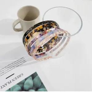 프랑스 헤어밴드 7mm 색감이 예쁜 셀룰로이드 마블 컬러 여성 머리띠 3045