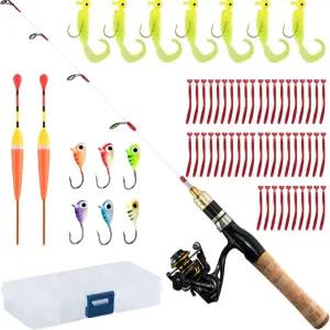 닥터피쉬 스 낚싯대와 릴 콤보 낚싯대 장비 완비 키트 겨울 방적대와 패키지 여행용 지그 미끼 태클