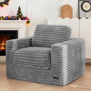 맥효요 자이언트 빈백 의자, 베개와 팔걸이가 있는 덮개가 바닥 소파, 침실 거실용 대형 소파 플러시 의자 회색