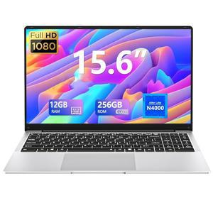 DUNHOO 15.6인치 노트북, 12GB RAM 게이밍 256GB SSD, 기존 노트북 N4000, 넷북 컴퓨터 풀 HD 1920X1080 디스플레이 WiFi5 미니 HDMI 180 앵글 학생용 비즈니스용 오픈