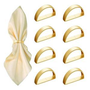 매트 골드 냅킨 링 8개 - 금속 링, 테이블 세팅용 스테인리스 스틸 결혼식 크리스마스 파티 디너 테이블(세미서클)