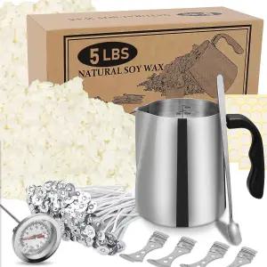 SAEUYVB 캔들 제작 키트 용품 제작을 위한 천연 왁스 - 소이 DIY 5파운드 플레이크 붓기 냄비 시작