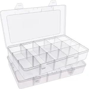 SGHUO 2팩 15명의 소녀 구슬 정리함 아트 DIY 공예품 보석 라벨 스티커가 달린 낚시 도구를 위한 조절