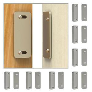 초박형 캐비닛 자석 도어 캐치, 접착 서랍 걸쇠, 주방, 옷장 문, 찬장 옷장용 마그네틱 슬라이딩 클로저, 틈 없는 디자인, 블랙 4팩 (화이트 8개)