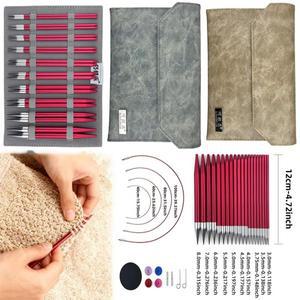 10쌍 교체 가능 원형  바늘 세트 금속 직조 크기 3-8mm  4개의 끈  액세서리 및 케이스 포함
