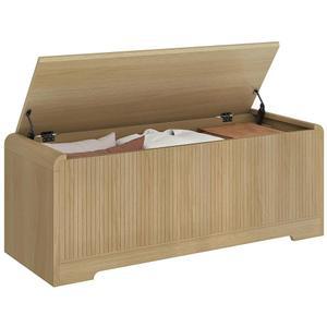 호미플렉스 수납함, 47.2인치 대형 현관 벤치 침실용 나무 트 탑 포함, 거실 복도용 안전 경첩 2개 내추럴