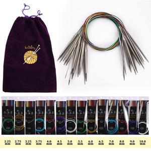 스테인레스 스틸 원형  바늘 단일 조각 80-120cm 양모 공예에 대 한 컬러 코드와 손 도구