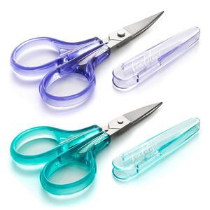 구슬 모양의 디테일 공예 가위 세트 2개 곡선형 및 직선형 날카롭고 컴팩트 재봉 자수 종이 자르기 스테인리스 스틸 보호 커버 녹색