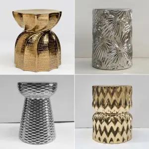 모던 디자인 얼굴 스툴 사이드 의자 카페 인테리어 엠보스드 골드 45x32cm