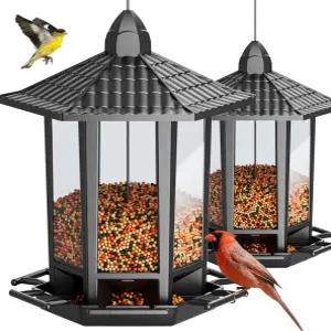 야외 행잉을 위한 버드림 2팩 버드피더 레트로 파고다 디자인의 재미있는 설치 야생 조류 치카디 골드핀치