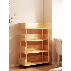 모던 이동식 바퀴달린책장 북카트 정리함 거실책장 북트레일러 4단 판목 컨트리