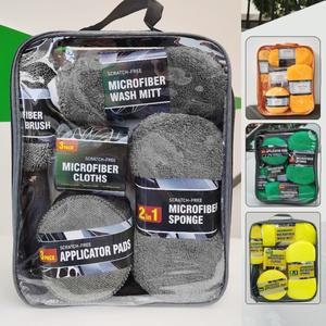 새로운 9종 자동차 세차 세트, 휴대용 닦이, 가정용 미용 청소 장갑, 수건, 천, 왁싱 스펀지, 휠 브러쉬