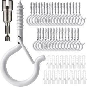 Zzbety 20 PCS Q-행거 후크 화이트 - 안전 버클 디자인의 인 크리스마스 조명 걸이 야외 와이어 요정 및