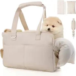 소형견 및 강아지를 위한 JourCraf 반려견 지갑 캐리어 소형견용 소프트 코튼 사이드 접이식 최대 15파운드