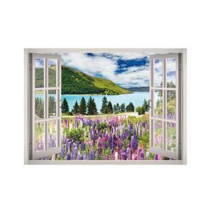 레이크 마운틴 뷰 윈도우 3D 벽 데칼 아트 탈착식 벽지 스티커 비닐 홈 데코 웨스트 마운틴 W02 (거대 (65